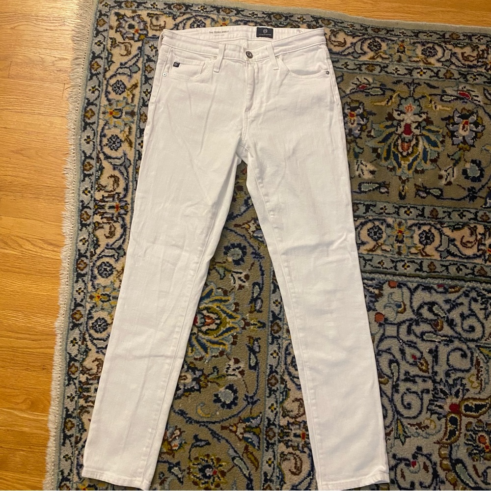 ag adriano goldschmied zipper closure white jeans